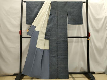 平和屋着物■上質な紬　横段文　正絹　逸品　AABH6249sx