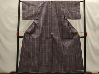 平和屋着物■上質な紬　格子　正絹　逸品　AABH6251sx