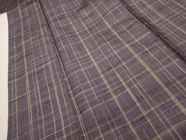 平和屋着物■上質な紬　格子　正絹　逸品　AABH6251sx