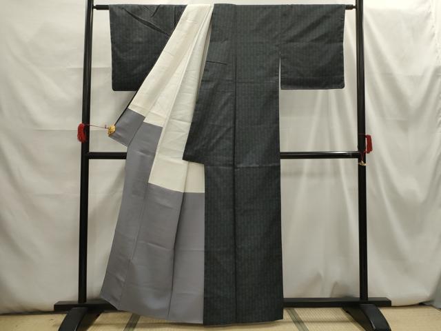 平和屋着物■上質な紬 幾何学文様 正絹 逸品 AABH6252sx