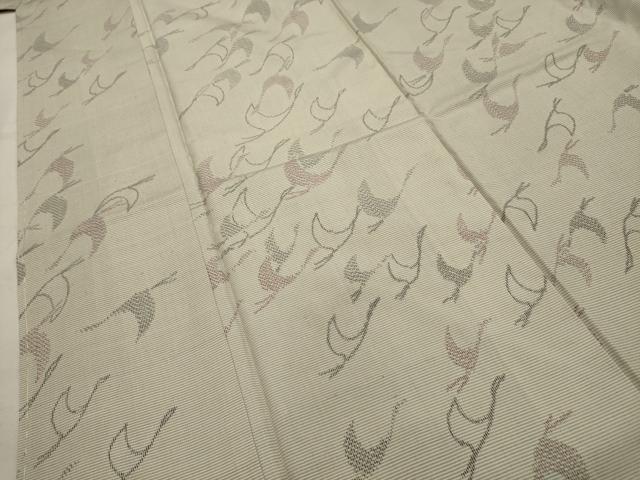 平和屋着物■上質な紬　飛鶴文　正絹　逸品　AABH6253sx