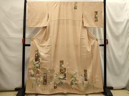 平和屋着物■訪問着 友禅 花短冊文 暈し染め 金彩 正絹 逸品 AABH6256sx