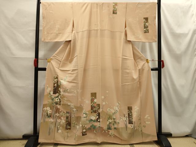 平和屋着物■訪問着 友禅 花短冊文 暈し染め 金彩 正絹 逸品 AABH6256sx