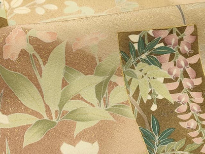 平和屋着物■訪問着 友禅 花短冊文 暈し染め 金彩 正絹 逸品 AABH6256sx