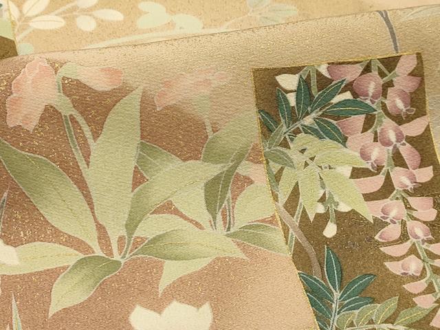 平和屋着物■訪問着 友禅 花短冊文 暈し染め 金彩 正絹 逸品 AABH6256sx