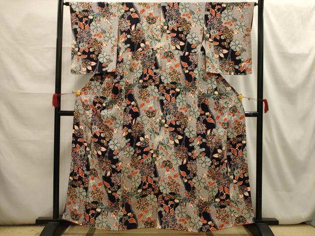 平和屋着物■上質な小紋　松竹梅枝花文　正絹　逸品　AABH6259sx