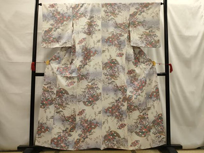 平和屋着物■上質な小紋　色紙重ね花文　暈し染め　金彩　正絹　逸品　AABH6260sx