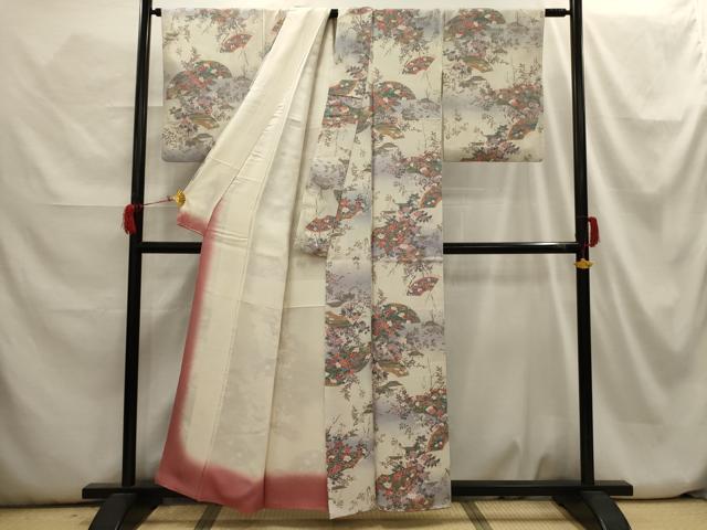 平和屋着物■上質な小紋　色紙重ね花文　暈し染め　金彩　正絹　逸品　AABH6260sx