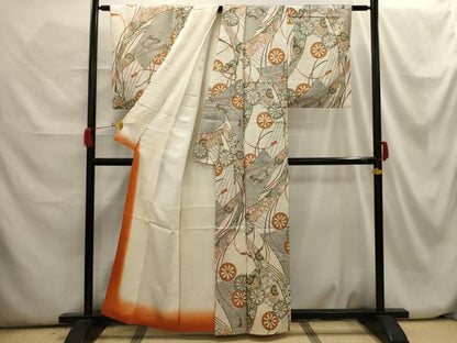 平和屋着物■上質な小紋 源氏車花文 金彩 正絹 逸品 AABH6261sx