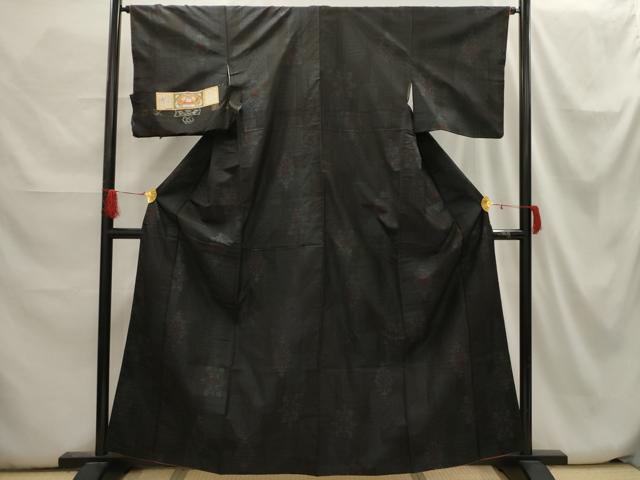 平和屋着物■本場大島紬 花菱文 証紙付き 正絹 逸品 AABH6263sx