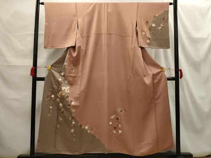 平和屋着物■訪問着　駒刺繍　扇面花文　金彩　正絹　逸品　AABH6264sx