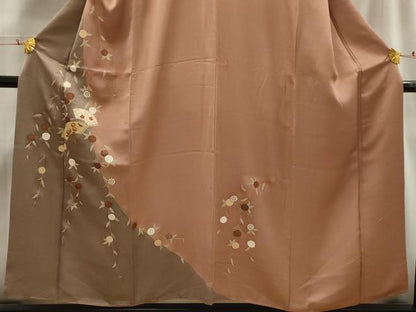 平和屋着物■訪問着　駒刺繍　扇面花文　金彩　正絹　逸品　AABH6264sx