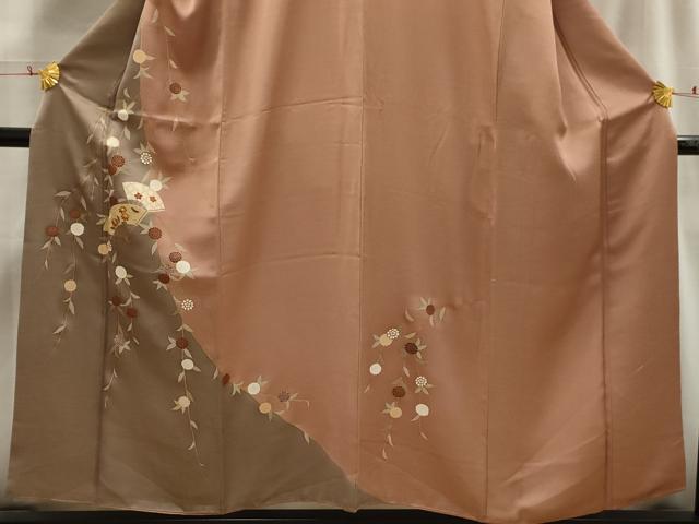 平和屋着物■訪問着　駒刺繍　扇面花文　金彩　正絹　逸品　AABH6264sx