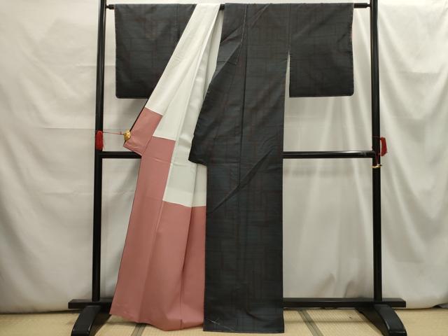平和屋着物■本場大島紬 幾何学文様 正絹 逸品 AABH6265sx