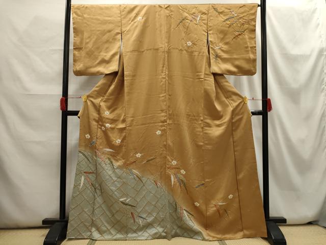 平和屋着物■訪問着　絞り　草花籬文　暈し染め　金彩　正絹　逸品　AABH6268sx