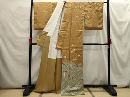平和屋着物■訪問着　絞り　草花籬文　暈し染め　金彩　正絹　逸品　AABH6268sx