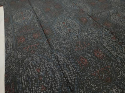 平和屋着物■上質な紬　亀甲花文　正絹　逸品　AABH6270sx