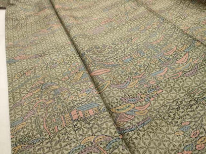 平和屋着物■本場染大島紬 風景文 正絹 逸品 AABH6272sx