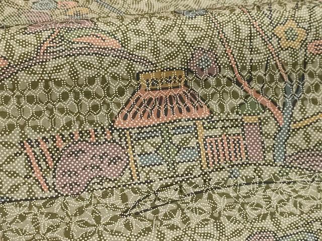 平和屋着物■本場染大島紬 風景文 正絹 逸品 AABH6272sx