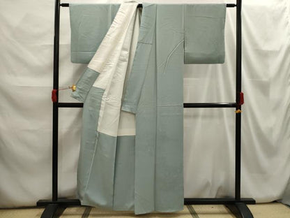 平和屋着物■無地絵羽訪問着 流水花地紋 青磁鼠色 正絹 逸品 AABH6274sx