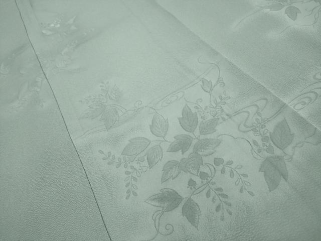 平和屋着物■無地絵羽訪問着 流水花地紋 青磁鼠色 正絹 逸品 AABH6274sx