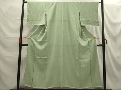 平和屋着物■上質な色無地　花菱地紋　裏葉柳色　正絹　逸品　AABH6276sx