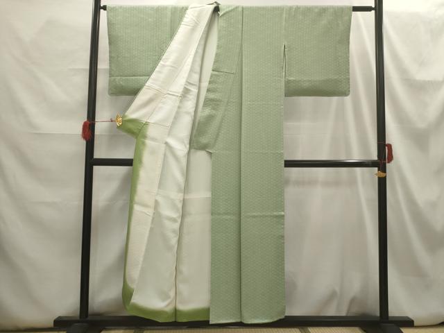 平和屋着物■上質な色無地　花菱地紋　裏葉柳色　正絹　逸品　AABH6276sx