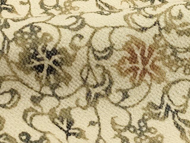 平和屋着物■上質な小紋　花唐草文　鬼しぼ縮緬　正絹　逸品　AABH6277sx