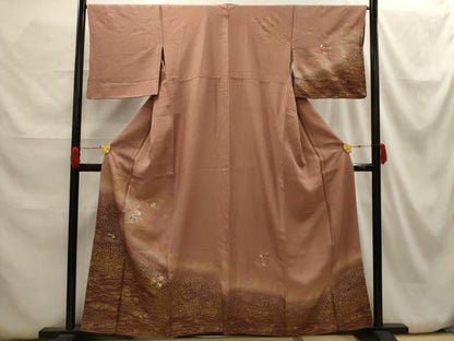平和屋着物■訪問着　駒刺繍　地紙花文　暈し染め　金銀彩　正絹　逸品　AABH6284sx