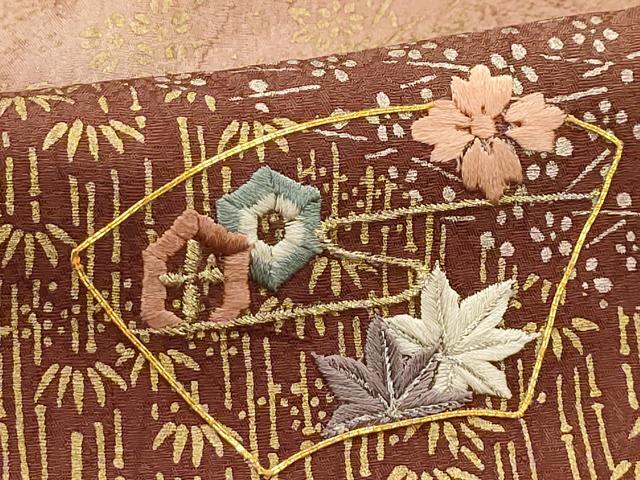 平和屋着物□訪問着 駒刺繍 地紙花文 暈し染め 金銀