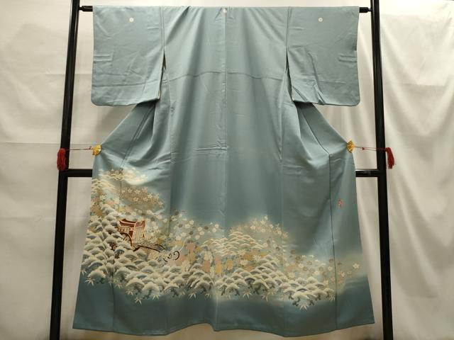平和屋着物■豪華色留袖　作家物　駒刺繍　御所車花文　暈し染め　金彩　正絹　逸品　AABH6285sx