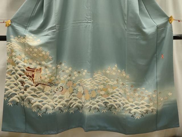 平和屋着物■豪華色留袖　作家物　駒刺繍　御所車花文　暈し染め　金彩　正絹　逸品　AABH6285sx