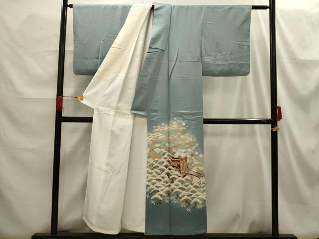 平和屋着物■豪華色留袖　作家物　駒刺繍　御所車花文　暈し染め　金彩　正絹　逸品　AABH6285sx