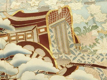 平和屋着物■豪華色留袖　作家物　駒刺繍　御所車花文　暈し染め　金彩　正絹　逸品　AABH6285sx