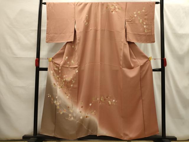 平和屋着物□訪問着 刺繍 花短冊文 暈し染め 金糸 金彩 正絹