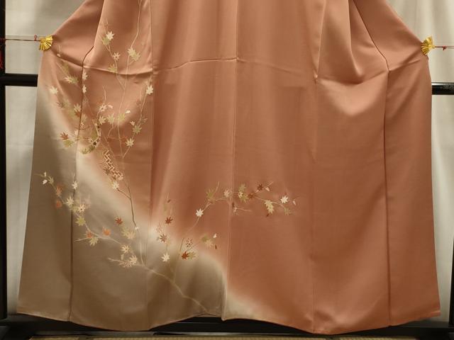 平和屋着物□訪問着 刺繍 花短冊文 暈し染め 金糸 金彩 正絹