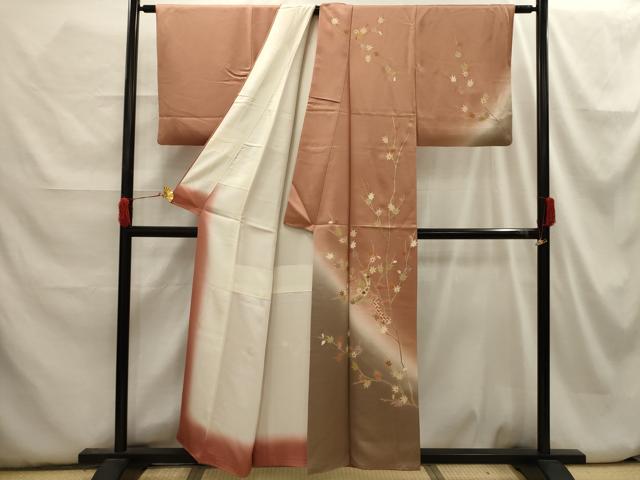 平和屋着物□訪問着 刺繍 花短冊文 暈し染め 金糸 金彩 正絹
