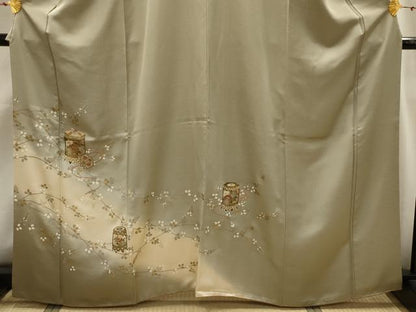 平和屋着物■訪問着　貝桶花文　暈し染め　金銀彩　正絹　逸品　AABH6288sx