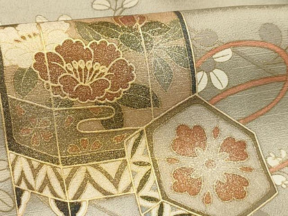 平和屋着物■訪問着　貝桶花文　暈し染め　金銀彩　正絹　逸品　AABH6288sx