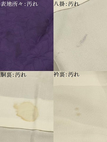 平和屋着物■上質な色無地 舞花地紋 深紫色 正絹 逸品 AABH6290sx