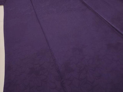 平和屋着物■上質な色無地 舞花地紋 深紫色 正絹 逸品 AABH6290sx