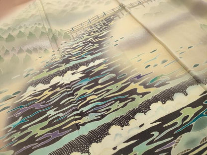 平和屋着物■豪華色留袖　作家物　風景文　暈し染め　正絹　逸品　AABH6292sx