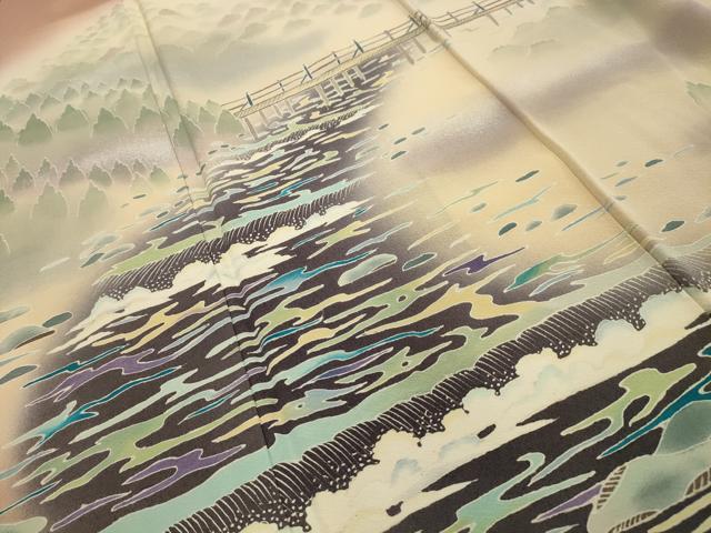 平和屋着物■豪華色留袖　作家物　風景文　暈し染め　正絹　逸品　AABH6292sx