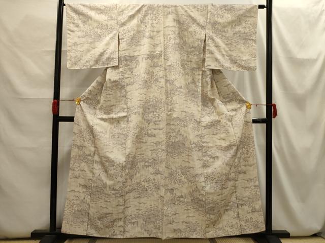 平和屋着物■上質な紬 風景文 正絹 逸品 AABH6294sx