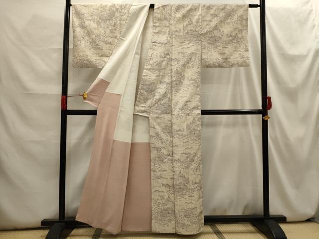 平和屋着物■上質な紬 風景文 正絹 逸品 AABH6294sx