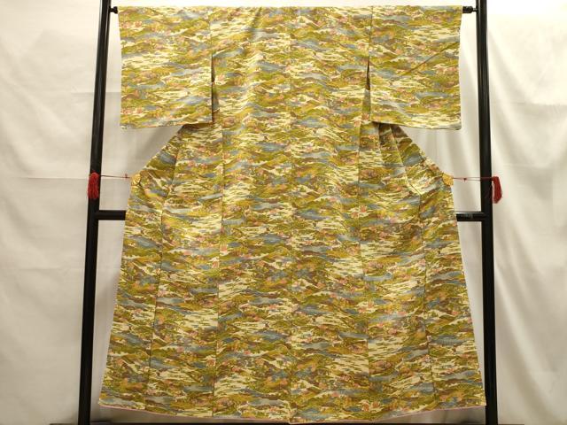 平和屋着物■上質な小紋 風景文 正絹 逸品 AABH6295sx