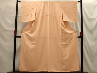 平和屋着物■上質な色無地　芝地紋　洒落柿色　正絹　逸品　AABH6297sx