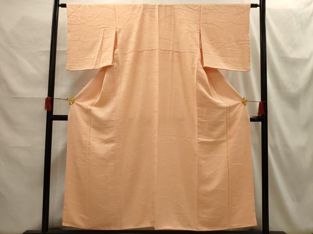 平和屋着物■上質な色無地　芝地紋　洒落柿色　正絹　逸品　AABH6297sx