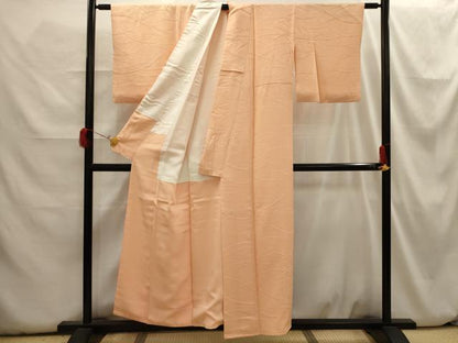 平和屋着物■上質な色無地　芝地紋　洒落柿色　正絹　逸品　AABH6297sx