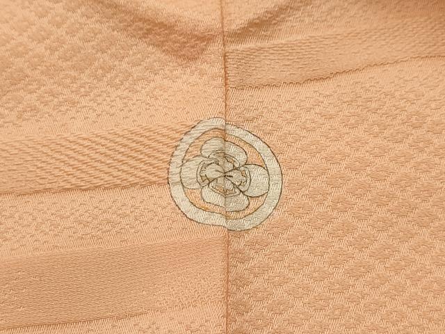 平和屋着物■上質な色無地　芝地紋　洒落柿色　正絹　逸品　AABH6297sx